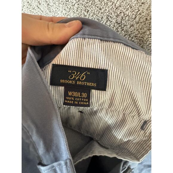 Brooks Brothers 346 Pants Mens 30x30 Blue Chino Casual Flat Front Straight Fit - Picture 12 of 16